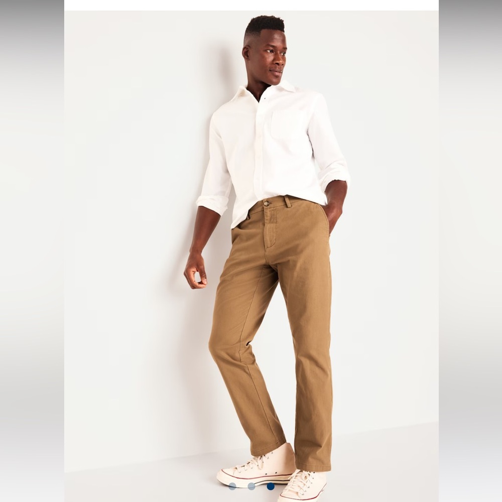 Old Navy Straight Rotation Built-In Flex Chino Pants, Dark Khaki, 34 x 30